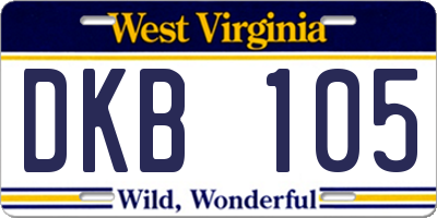 WV license plate DKB105