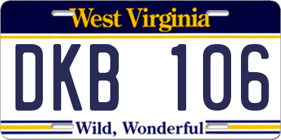WV license plate DKB106