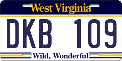 WV license plate DKB109