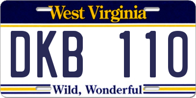 WV license plate DKB110