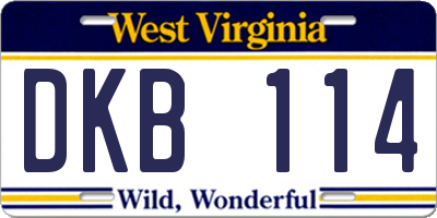 WV license plate DKB114