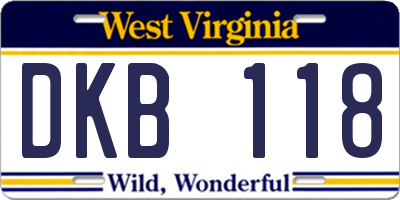 WV license plate DKB118