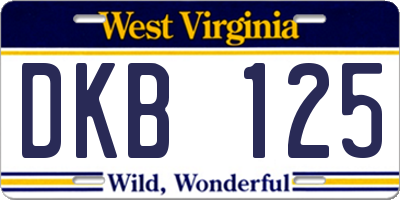 WV license plate DKB125