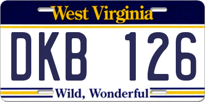 WV license plate DKB126
