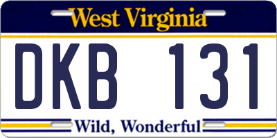 WV license plate DKB131
