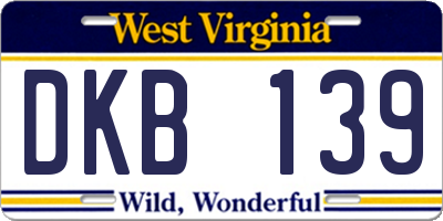 WV license plate DKB139