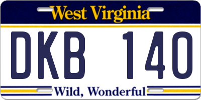WV license plate DKB140