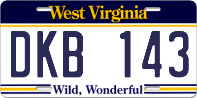 WV license plate DKB143