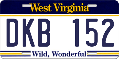 WV license plate DKB152