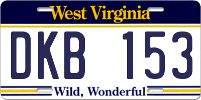 WV license plate DKB153