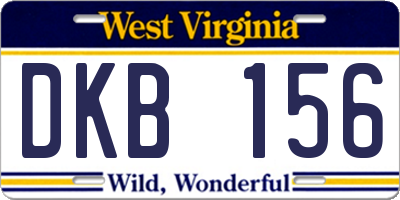 WV license plate DKB156