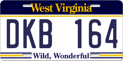 WV license plate DKB164