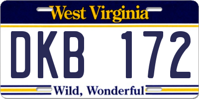 WV license plate DKB172