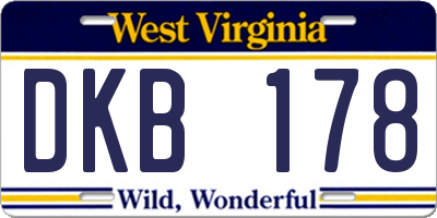 WV license plate DKB178