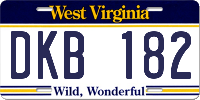 WV license plate DKB182