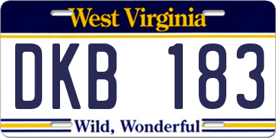 WV license plate DKB183