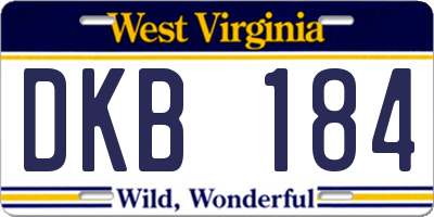 WV license plate DKB184