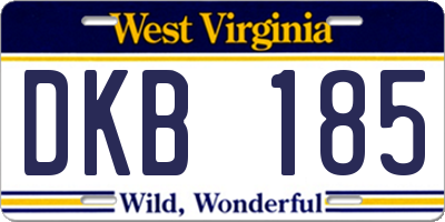 WV license plate DKB185