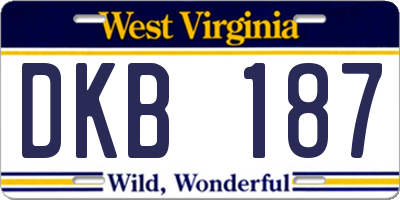 WV license plate DKB187