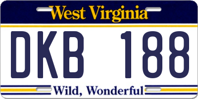 WV license plate DKB188