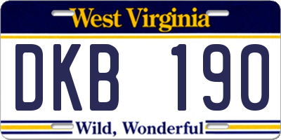WV license plate DKB190