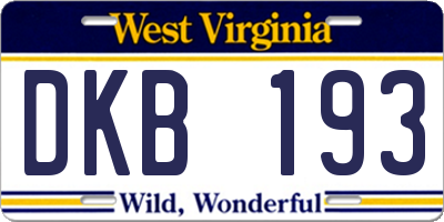 WV license plate DKB193