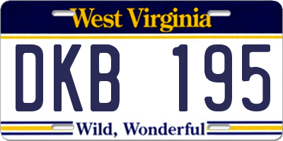 WV license plate DKB195
