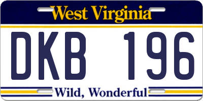WV license plate DKB196