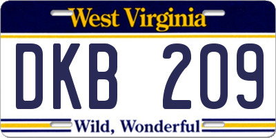 WV license plate DKB209
