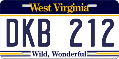 WV license plate DKB212