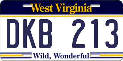 WV license plate DKB213