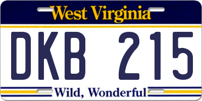 WV license plate DKB215