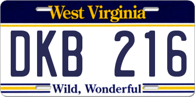 WV license plate DKB216