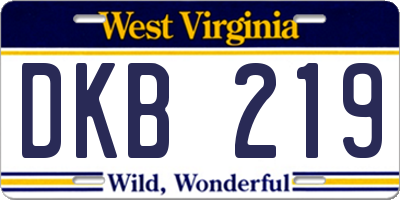 WV license plate DKB219