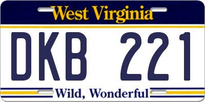 WV license plate DKB221
