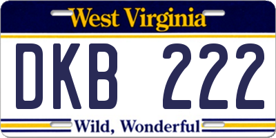 WV license plate DKB222