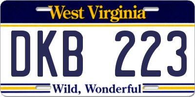 WV license plate DKB223
