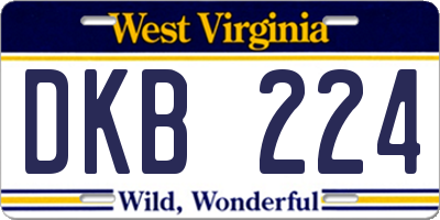 WV license plate DKB224