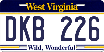 WV license plate DKB226