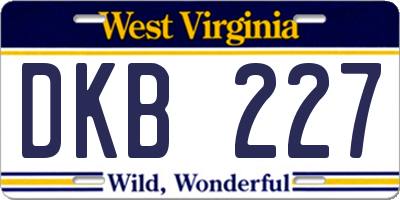 WV license plate DKB227