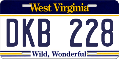 WV license plate DKB228