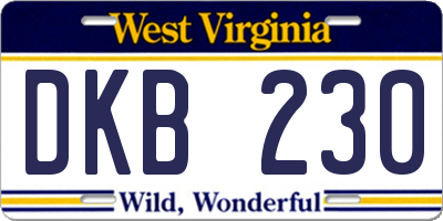 WV license plate DKB230