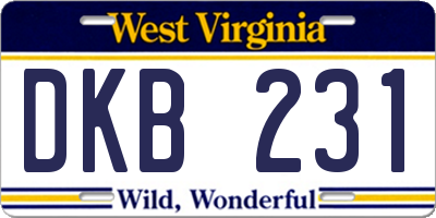 WV license plate DKB231