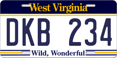 WV license plate DKB234