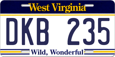 WV license plate DKB235
