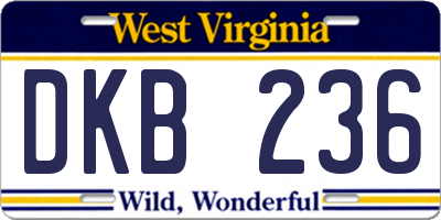 WV license plate DKB236