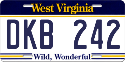 WV license plate DKB242