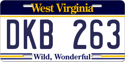 WV license plate DKB263