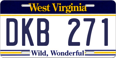 WV license plate DKB271