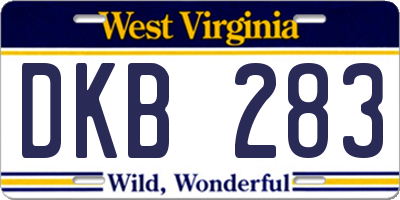 WV license plate DKB283